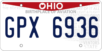 OH license plate GPX6936