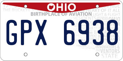 OH license plate GPX6938