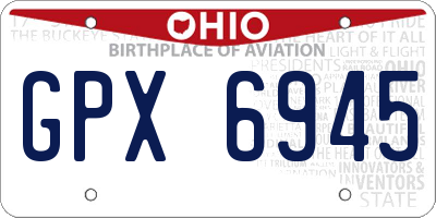 OH license plate GPX6945