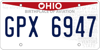 OH license plate GPX6947