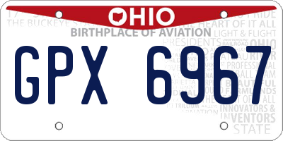 OH license plate GPX6967