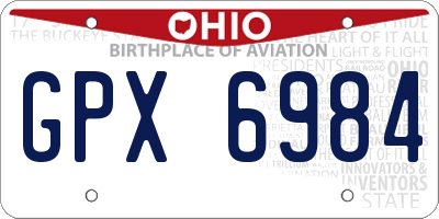 OH license plate GPX6984
