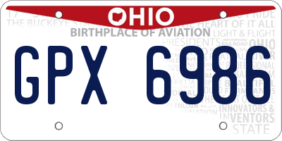 OH license plate GPX6986