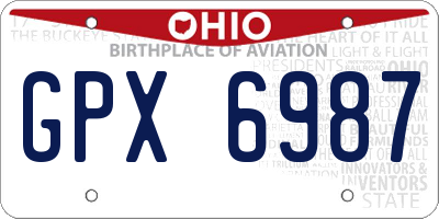 OH license plate GPX6987