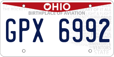 OH license plate GPX6992