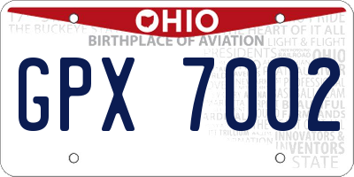 OH license plate GPX7002