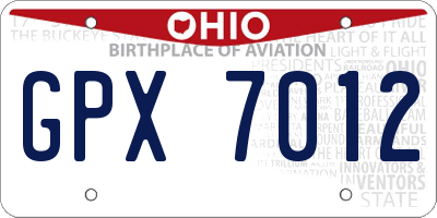 OH license plate GPX7012
