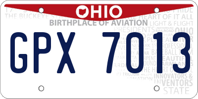 OH license plate GPX7013