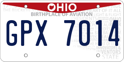 OH license plate GPX7014