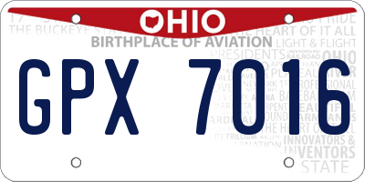 OH license plate GPX7016