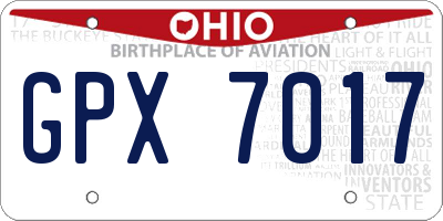 OH license plate GPX7017