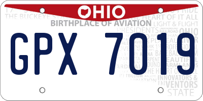 OH license plate GPX7019