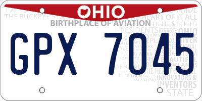 OH license plate GPX7045