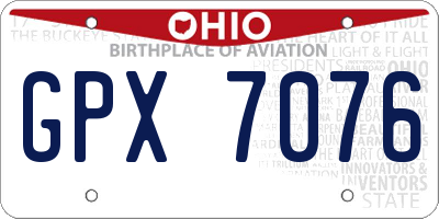 OH license plate GPX7076