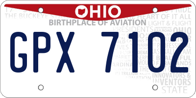 OH license plate GPX7102