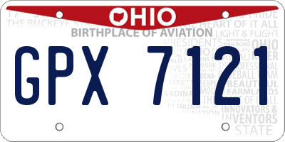 OH license plate GPX7121