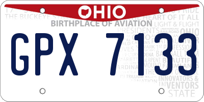 OH license plate GPX7133