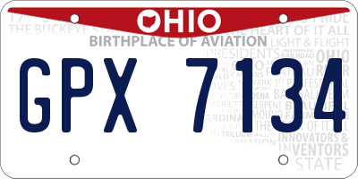 OH license plate GPX7134