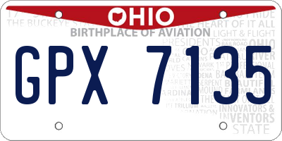 OH license plate GPX7135