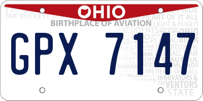 OH license plate GPX7147