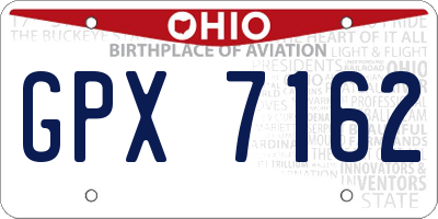 OH license plate GPX7162