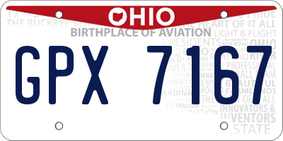 OH license plate GPX7167