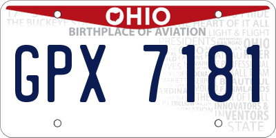 OH license plate GPX7181