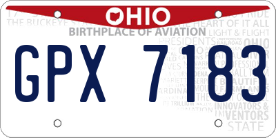 OH license plate GPX7183