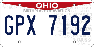 OH license plate GPX7192