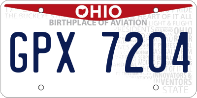 OH license plate GPX7204