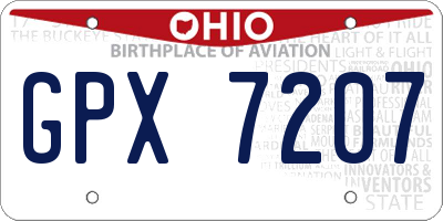 OH license plate GPX7207