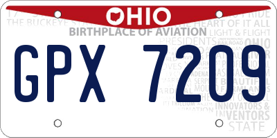 OH license plate GPX7209