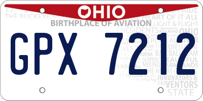OH license plate GPX7212