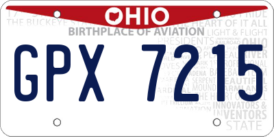 OH license plate GPX7215