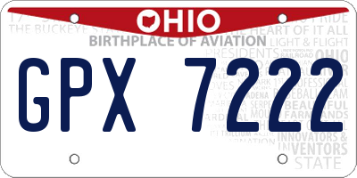 OH license plate GPX7222