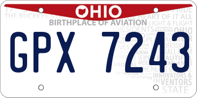 OH license plate GPX7243