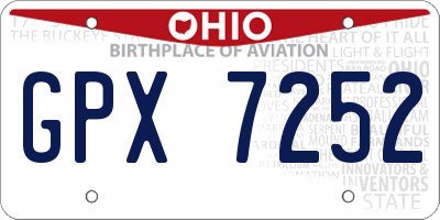 OH license plate GPX7252