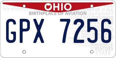 OH license plate GPX7256