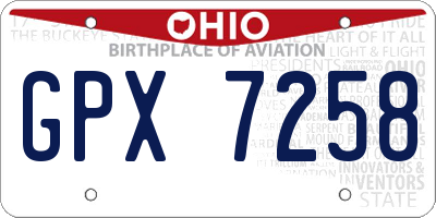 OH license plate GPX7258