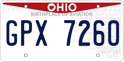 OH license plate GPX7260