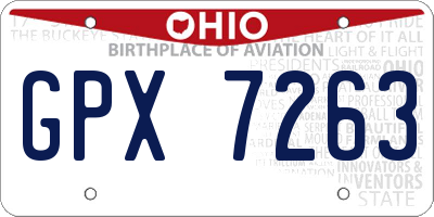 OH license plate GPX7263