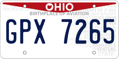 OH license plate GPX7265