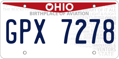 OH license plate GPX7278