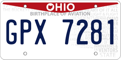OH license plate GPX7281