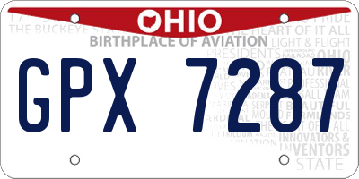 OH license plate GPX7287