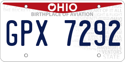 OH license plate GPX7292