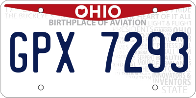 OH license plate GPX7293