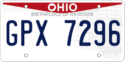 OH license plate GPX7296