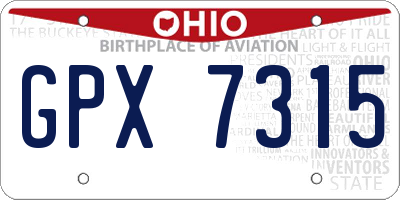 OH license plate GPX7315