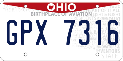 OH license plate GPX7316